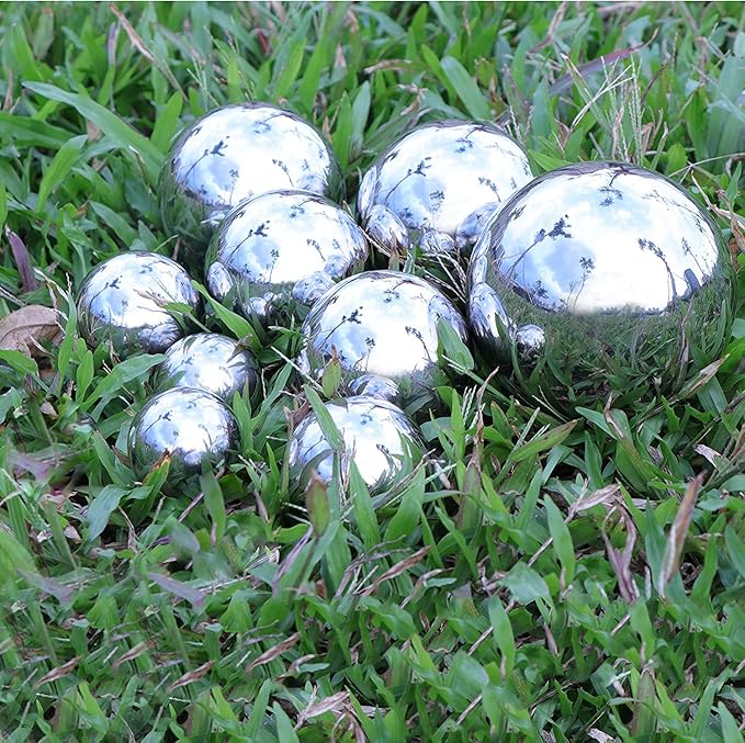 Kesywale Gazing Balls for Garden, Home Outdoor Hollow Sphere Stainless Steel Gazing Globe Mirror Ball (4 Inch)