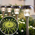 Beau Jardin 4 Pack Solar Pathway Lights Outdoor Stainless Steel Lights Solar Powered Waterproof Glass High Lumen Garden Landscape Path Yard Walkway Driveway Outside Color Changing Cool White Silver
