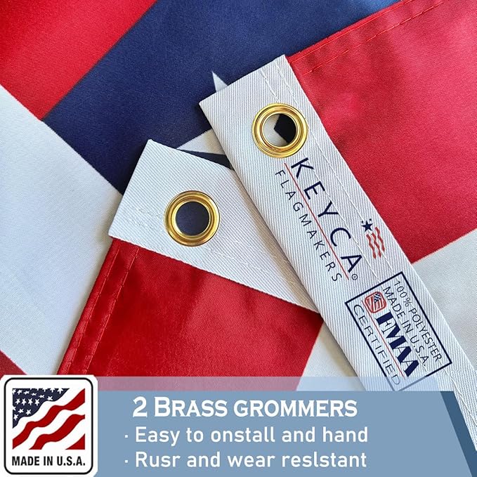 American US Flag 3x5 FT 100% Made in The USA- Heavy Duty Vibrant Colors Double Sided United States Flag with 2 Brass Grommets for Home/Company/Indoor Outdoor Decoration (FMAA Certified)