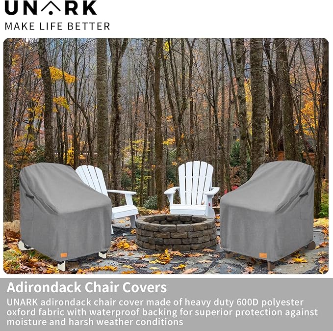 Outdoor Adirondack Chair Covers 30W x 34D x 36H Inches, Patio Furniture Covers Waterproof Heavy Duty Outdoor Swivel Chair Cover,Gery