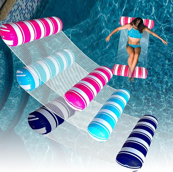 Inflatable Pool Floats Adult Size Water Hammock,Floats for Swimming Pool,4-in-1 Multi-Purpose Pool Floating Toys,Pool Rafts Lounge Chairs Floaties,for Adults Vacation Fun and Rest