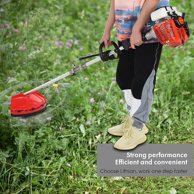 Gas Weed Eater,Weed Wacker 5 in 1 Multi Functional Trimming Tools Gas Hedge Trimmer 52cc Petrol String Trimmer Chainsaw Brush Cutter Pole Saw with Extension Pole Handheld Trimmer for Home Yard Orange