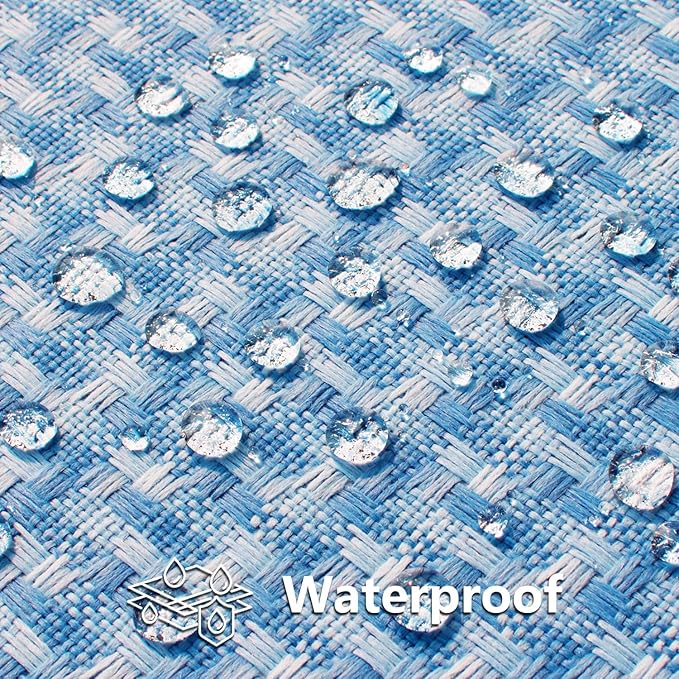 Kevin Textile Outdoor Waterproof Throw Pillow Covers Pack of 2 Farmhouse Decorative Cushion Covers for Garden Patio Tent Balcony Bench Couch Sofa 24x24 Inch, Light Blue
