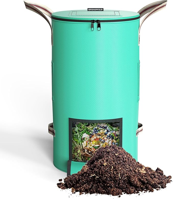 Reusable Garden Yard Waste Bag – 14 Gallon Breathable Thickened Reusable Lawn Bag, with 4 Handles for Easy Moving & Foldable Design, for Leaf & Miscellaneous Debris Collection(Green)