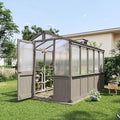 Aoxun 6x10 FT Walk-in Wooden Greenhouse,Solid Cedar Frame,Polycarbonate Panels, Automatically Temperature Control Roof Vent and Lockable Door,for Outdoor, Garden, Backyard,Patio, Lawn, Gray