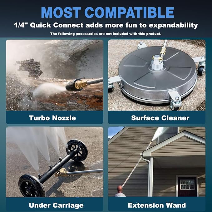 5000PSI Electric Pressure Washer, 2025 New Power Washer with 33FT Flexible Extension Pressure Washer Hose Reel, 4 Nozzles, Professional Power Washers for Home/Car(Blue)