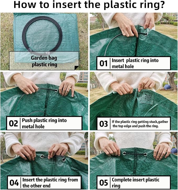 4 Pcs 72 Gallons Reusable Yard Waste Bags Extra Large Leaf Lawn Bags Reusable Heavy Duty With 4 Handles Garden waste Bags Containers for Clean Up Leaves Debris Grass Clipping