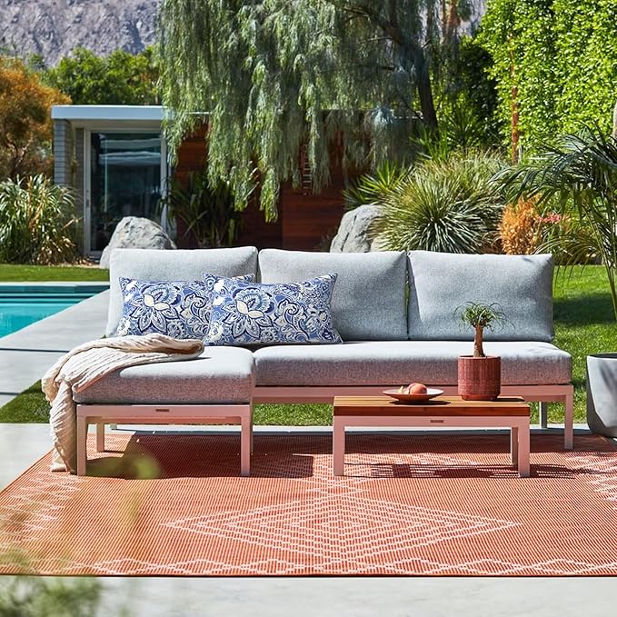 LVTXIII Outdoor Lumbar Pillow Covers 12"x20", Covers ONLY, 2 Pack 30x50cm Lumbar Cushion Cover with White Piping for Home Patio Garden Sofa Bench, Floral Bluish Violet