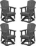 SERWALL Adirondack Swivel Glider Chair, HDPE Swivel Glider Set of 4 for Outdoor, All-Weather Glider Chair for Porch, Balcony, Slate Grey