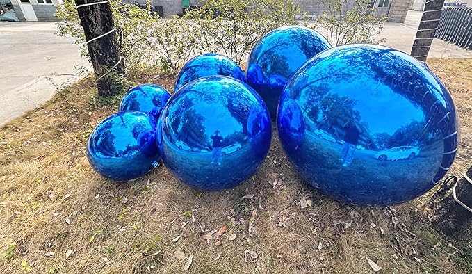 Big Shiny Balls Giant Inflatable Mirror Balls for Events & Decor - Party, Advertising, Shows, Stage Decoration - Hanging & Standing-Various Sizes & Colors - Blue (3.0m/9.84ft)