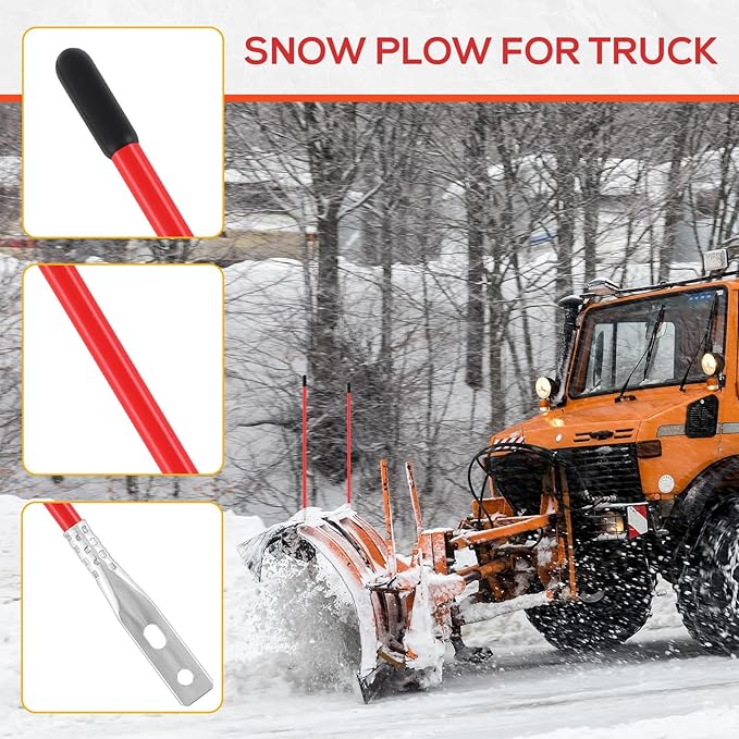 Lasnten 4 Pcs 27 Inch Snow Plow Blade Markers Guide Kit Boat Trailer Poles Steel Wire Inside Bolt on Bumper High Visibility Easy Installation for ATV Western Snowplows Trucks