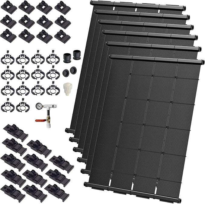 Industrial Grade Solar Pool Heater DIY Kit - Superior High-Wind Strapless Mounting System & Maximum Freeze Resistance (6-4'x10.5' / 252 Square Feet)