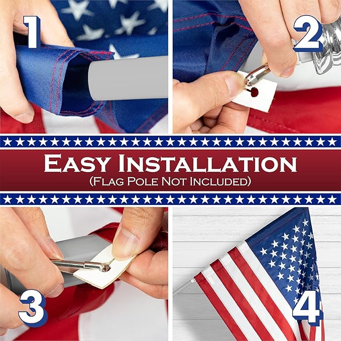 American Flag 2.5 x 4 Pole Sleeve, American Flags For Outside Banner Style,New 420D Polyester, Heavy Duty Durable TearProof, Embroidered Stars, Sewn Stripes,, UV Protection，Outdoor Flag (Pole NOT Included)