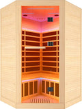 Sauna, Infrared Sauna 2 Person, 2 Person Sauna 9 Heating Plate 2180w Low EMF Room, Dry Sauna for Home, Wooden Sauna with 7-Color Therapeutic Lights and Bluetooth Speakers Room