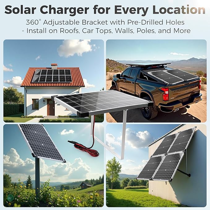 Voltset 12V Solar Battery Charger - 20W Waterproof Solar Power Trickle Charger Battery Maintainer Tender with Smart Charge Controller - Solar Panel Kit for Car RV Boat Marine Trailer Automotive