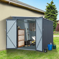 Outdoor Storage Shed, 8x6 FT Metal Garden Shed with Double Doors, Galvanized Steel, Waterproof and Rustproof, Gray