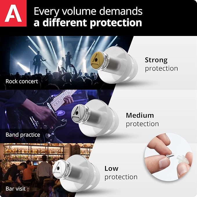 Alpine MusicSafe Pro - High Fidelity Earplugs for Musicians - 3 Interchangeable Premium Filter Sets: 16, 19 & 22 dB - Professional Musician Hearing Protection - Transparent