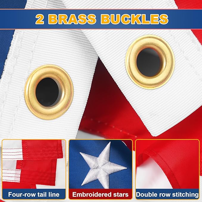 2.5x4 American Flag Outdoor Heavy Duty,2.5by 4American Flag,US Flag,2.5' x 4' America Flag,America Flags For Outside 2.5x4,Embroidered USA Flags 2.5x 4,Long Lasting Best High Wind all Weather US Flags