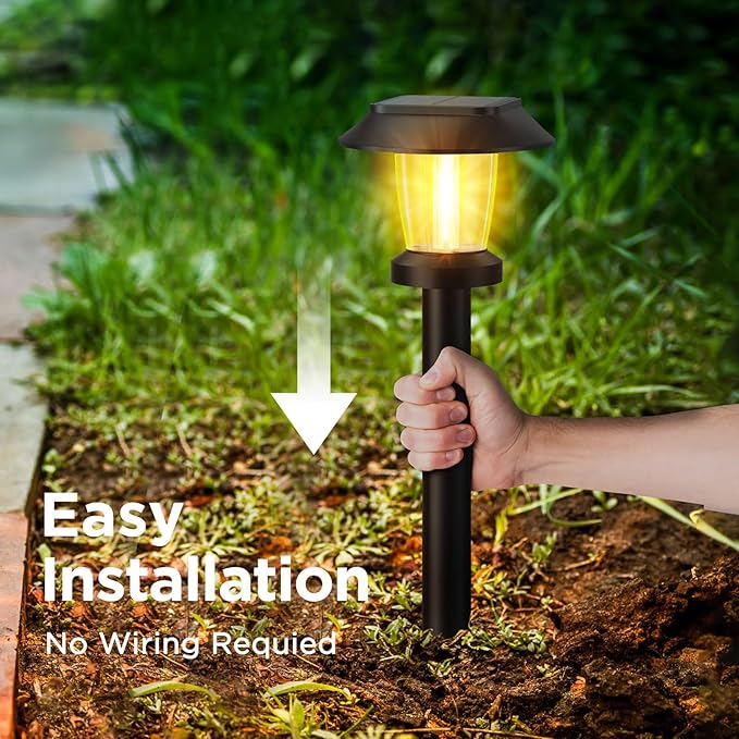 ALEPOD Solar Pathway Lights Outdoor - 8 Pack Solar Powered Garden Lights Waterproof, Decor Landscape Lighting with Three Lighting Modes for Yard, Lawn, Walkway, Driveway, Warm White