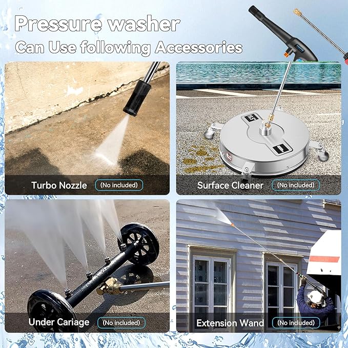 5000 PSI Adjustable Pressure Cleaner, 2025 New Power Cleaner Pressure Adjustable (2500PSI-5000PSI) with 33ft Pressure Hose, 4 Nozzle and Detergent Tank for Cars, Upgraded Green