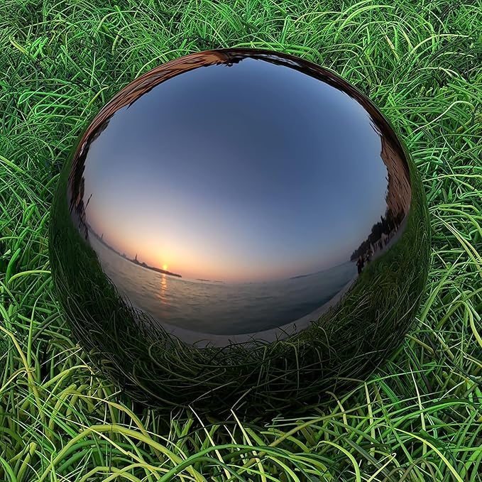 Lulu Decor, Titanium Stainless Steel Gazing Mirror Ball Size 16, Smooth Reflective Shiny Garden Decoration Globe