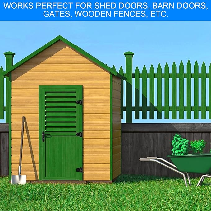 Heavy Duty Gate Hinges 3.5 inch 4 Pack Extra Thick Industrial T Hinges Barn Door Hinges Shed Door Hinges for Large Wooden Gates Wood Fence Outdoor - Black Iron Finish (Screws Included)