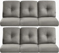 Pop 22x25/22x24 Outdoor Furniture Cushions Set of 6 - Water Repellent High Back Patio Chair Cushion for Wicker Dining Swivel Chairs Loveseat Couch L-Shape Sectional Sofa - Grey/Button