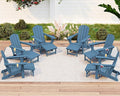 KINGYES Folding Adjustable Adirondack Chair with Ottoman & 2 Cup Holders Set of 6, HDEP Reclining Adirondack Chair with Footrest, Brown