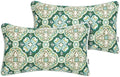 FUNHOME Indoor Outdoor Lumbar Pillow Covers ONLY, No Insert! Water-Repellent Patio Lumbar Cases 12” x 20”, Decorative Throw Pillowcase Shell for Couch Garden Furniture Use -Green Medal