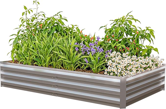 6x3x1 Ft Planter Raised Bed with Cover, Metal Planter Box with Cover, Planters Small Antifreeze Greenhouse Kit for Outdoor Plants, Flower, Galvanized Garden Bed Planter Gardening Supplies