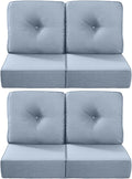 Luxury 22x24/22x25 6-Inch Outdoor Chair Cushions Set of 4 - Heavy Duty Water Repellent Comfortable Cushion for Patio Furniture Dining Gliding Rocking Chair Loveseat L-Shape Sofa - Baby Blue