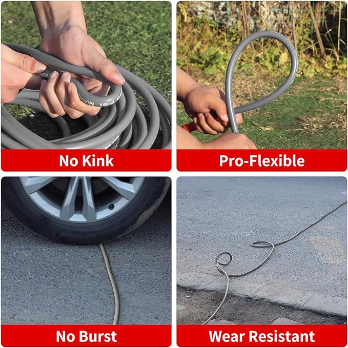 Pressure Washer Hose 50ft, 4200PSI Wire Braid Power Washer Extension Hose 1/4 Inch High Tensile, Flexible Kink Resistant Heavy Duty Replacement Hose with 3/8 Quick Connect