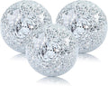 Mosaic Glass Balls 3.35 Inch Decorative Orbs Ball Decor Crack Solid Sphere Mirror for centerpieces Table Bowl Home Christmas Ornaments Silver Set of 3