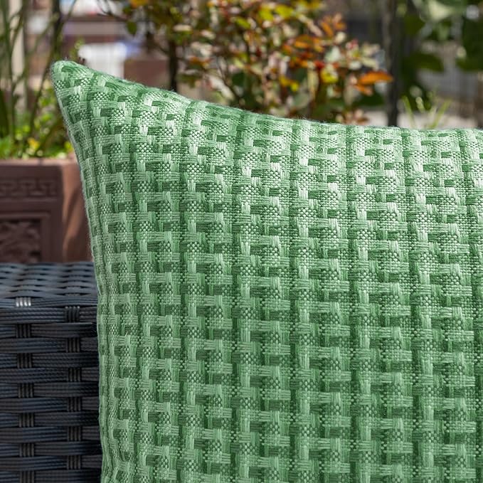 Kevin Textile Outdoor Waterproof Throw Pillow Covers Pack of 2 Farmhouse Decorative Cushion Covers for Garden Patio Tent Balcony Bench Couch Sofa 22x22 Inch, Sage Green