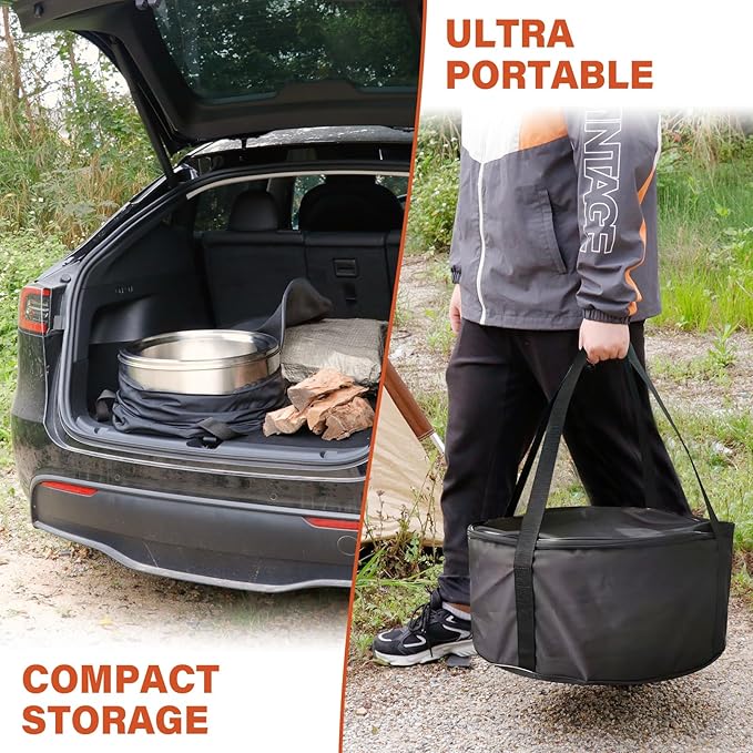 HGD 16 inch Smokeless Firepit, Stainless Steel Fire Pits, Smokeless Fire Pit for Outside with Carry Bag for Camping Backyard Patio Garden Picnic