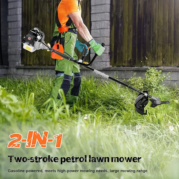52CC Gas Lawn Mower - Powerful 2-Stroke Yard Trimmer, Durable Gas-Powered Brush Cutter, for Gardening Enthusiasts, DIY Backyard Tool
