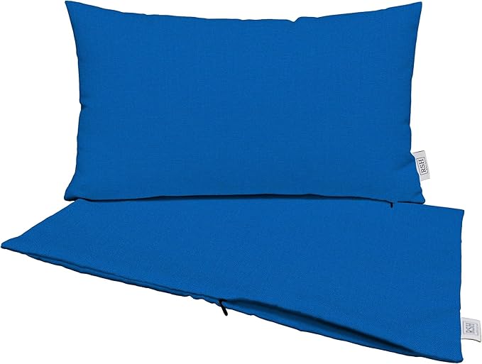 RSH DECOR: Sunbrella Pillow Covers Set of 2 | Covers Only - 26" x 16" | Outdoor Lumbar Pillow Covers Crafted with Sunbrella Performance Fabric | Canvas Pacific Blue