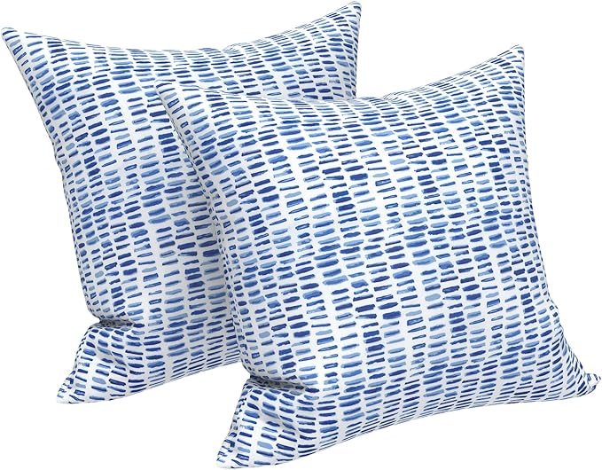 LVTXIII Outdoor Throw Pillows, Decorative Throw Pillows with Inserts, 16"x16" Square Pillows for Bed, Couch, Sofa and Patio Furniture, Set of 2, A Pebble Blue