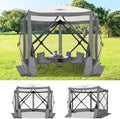 COBIZI 10x10 Pop up Gazebo Screen House Tent for Camping, Pop-up Camping Canopy with Mesh Windows,Portable Outdoor Quick-Set Hub Tent with Carrying Bag&Ground Stakes,Gray(Upgraded 2.0)