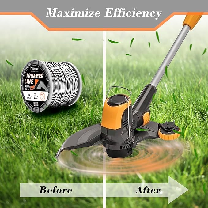 Cluparis 105 Heavy Duty Sawtooth Trimmer Line 3-Pound, 0.105" Sawtooth Weed Eater String Fits Medium & Heavy Grass & Weeds,Trimmer String Weed Wacker for Gas/Electric Grass Trimmer and Brushcutters