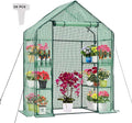 Walk-in Greenhouse 3 Tiers 6 Shelves Roll-Up Zipper Door -28x56x76 inch PE Greenhouse Cover for Outdoor Plant Gardening Plants Cold Frost Protection Wind Rain Proof(PLGHW001G-N)