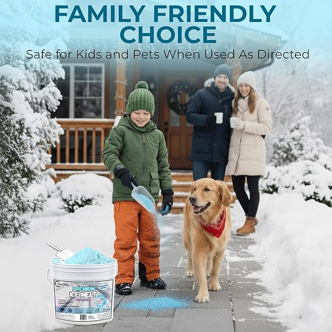Ice Melt for Snow Pet Friendly - Fast Acting Magnesium Chloride Ice Melt Salt, Snow Salt 15lb Bucket with Scoop