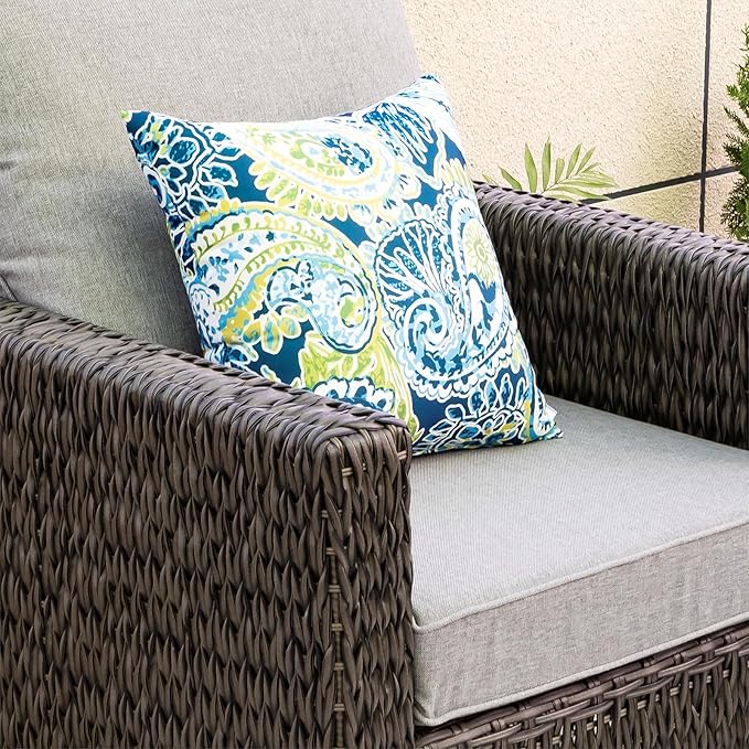 Outdoor Pillows, Pack of 2 Waterproof Decorative Throw Pillows with Inserts, 18”x18” Square Pillows for Bed, Couch, Sofa and Patio Furniture