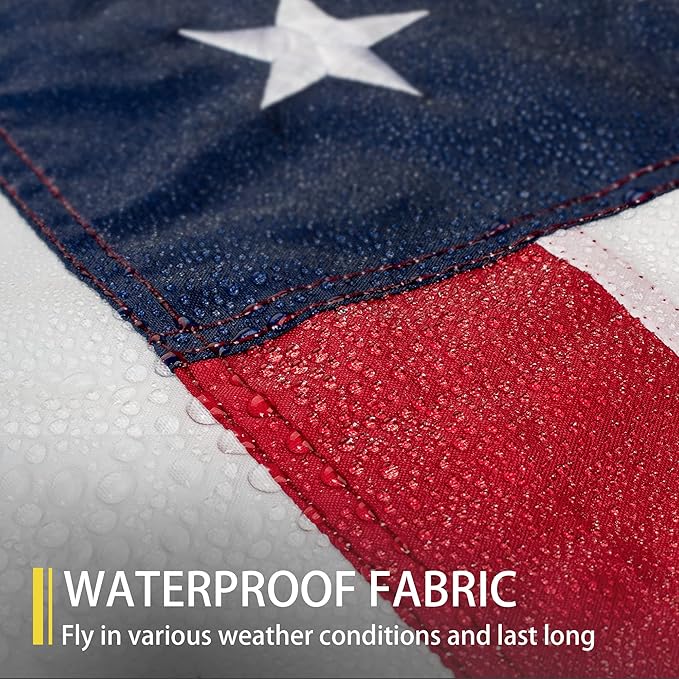 American Flag 3x5 FT Outdoor, Heavy Duty High Wind US Flag, Embroidered Stars, Sewn Stripes, Brass Grommets, Indestructible Tough USA Flags Suitable for Outside
