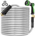 150FT Metal Garden Hose 304 Stainless Steel Flexible Water Hose - No Kink & Tangle Heavy Duty Pipe with Nozzle, Durable 3/4 Metal Fittings and Valve - Rust Proof Puncture Proof for Yard Lawn