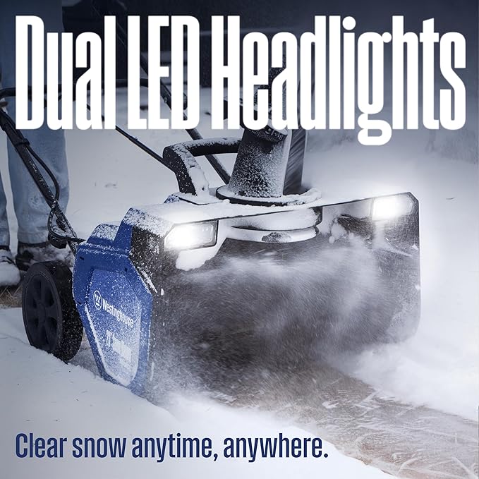 Westinghouse WSnow23 Corded Snow Blower 23 Inch, Dual LED Lights, 1800W Watt Motor, Electric Snow Blower with 25ft Throwing Distance, Plows 800lbs/min, Adjustable Chute