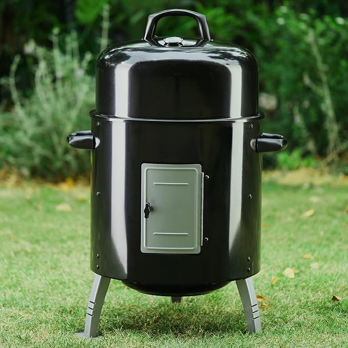 Captiva Designs 17-Inch Outdoor Vertical Smoker, Wood Chunks Smoker with Thermometer for Outdoor Cooking,Grilling,Picnic,Camping and Party