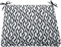 BrylaneHome Chair Cushion with Ties - 18.75" L x 18" W - Patio & Outdoor - Water, Stain & Fade Resistant - Black Ikat