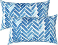 LVTXIII Set of 2 Patio Lumbar Pillows, 12”x20” Fade Resistant Outdoor Lumbar Pillow with Inners, Fluffy Decorative Garden Lumbar Cushions for Home Patio Coach Sofa Use, Blue Brick