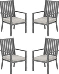 Patio Dining Chair Set of 4, Aluminum Outdoor Dining Chairs with Waterproof Cushions, Metal Outdoor Patio Furniture Seating for Porch, Balcony, Deck, Backyard, Gray